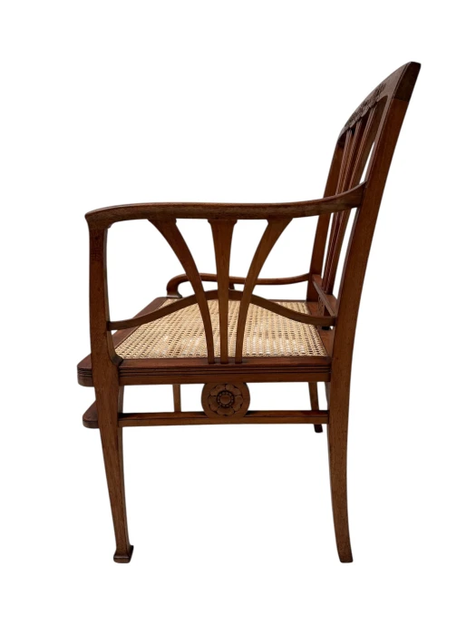 Art Nouveau Armchair with Wicker Seat by H.P. Mutters & Zoon, 1900s